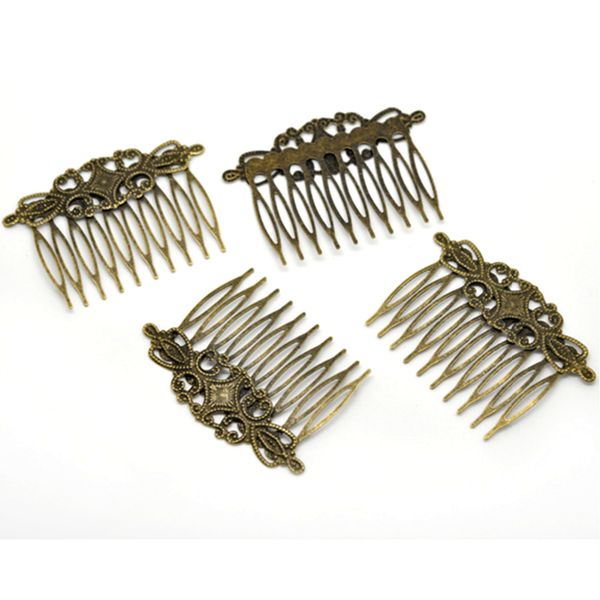 

doreenbeads 10 bronze tone comb shape hair clips 6.5x4.6cm (b15060), yiwu, Golden;white