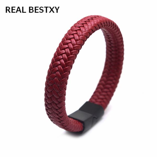 REAL BESTXY Großhandel mit breiten geflochtenen Lederarmbändern für Männer, 12 x 6 mm Lederschnurarmband, Großhandelsgeschenk für Männer und Frauen