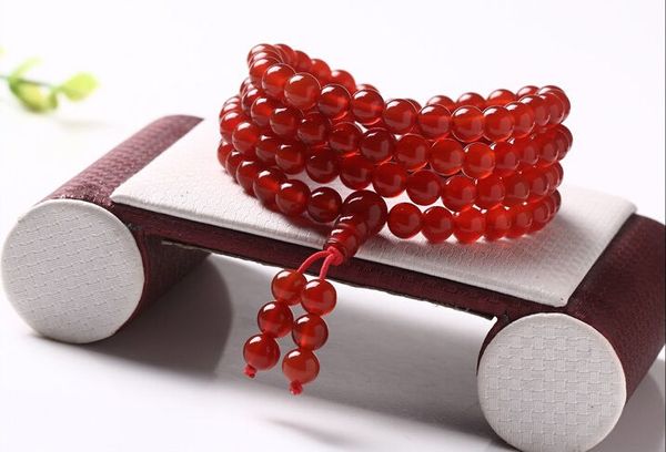 

china natural red round beads bracelet 6mm fashion jewelry gift, Golden;silver