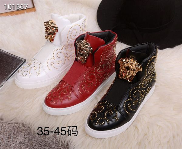 

2018 new famou de igner medu a rivet de ign ca ual hoe genuine leather fa hion brand flat lover hoe original box ize 35 46