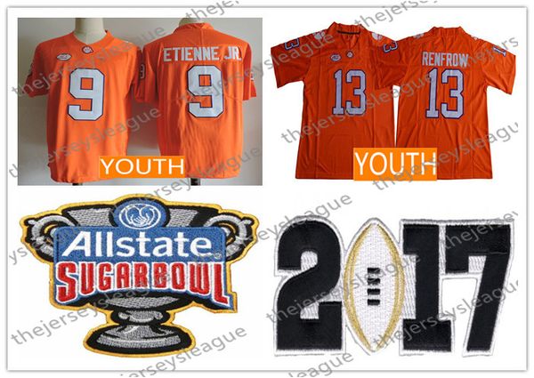 

clemson tigers youth #9 travis etienne jr. 13 hunter renfrow new orange stitched kids ncaa college football jerseys size s-xl, Black