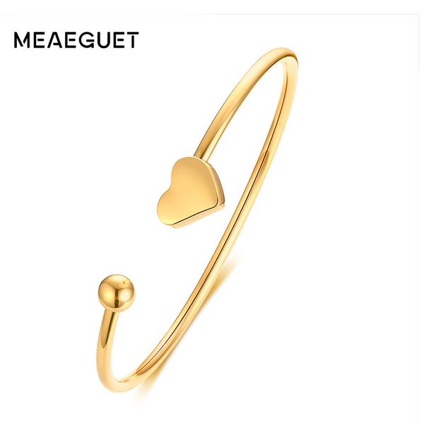 

316l stainless steel women's gold color bracelet heart style open cuff bangle pulseras mujer friends christmas gifts, Black