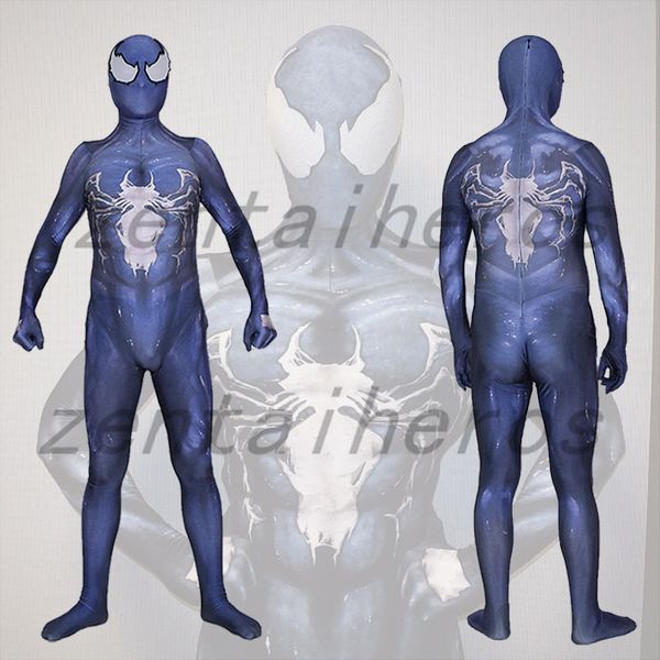 

venom symbiote spiderman suit cosplay costume spandex lycra zentai cosplay halloween party costume111, Black;red