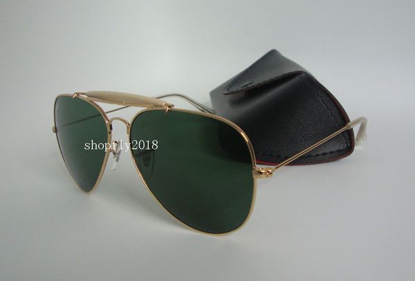 

glass 1pair black gold mens womens metal outdoorsman green eyewear glasses for sun 62mm pilot lenses with sunglasses case qeflc