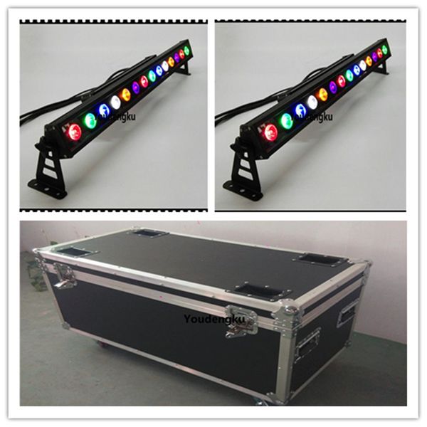 4 peças Flightcase 14x30W Wateroof LED Tira Bar Luz LED ao ar livre Wall Wall LED Wall Washer Cob RGB