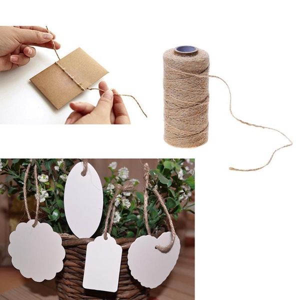 

100m handmade woven natural rope gift box p frame string rope craft wedding tags wraps decor ornament tools, Black;white