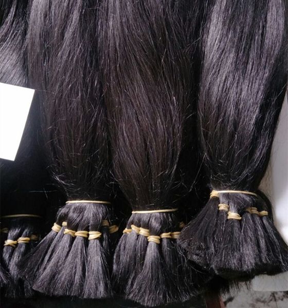 

100% human hair raw indian temple hair bulk brading hair natural color dyeable 12-28 inch, Black