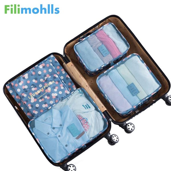 

6pcs/set nylon cloth travel mesh bag luggage organizer packing cube organiser travel bags cosmetic cases s1275