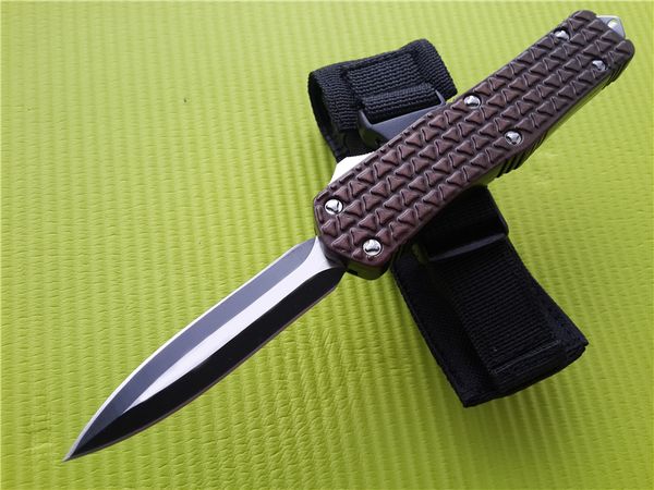 

Large C1 Brown Combat Double action tactical knife Custom knife 440 Steel blade survival gear Hiking knives with nylon sheath Q