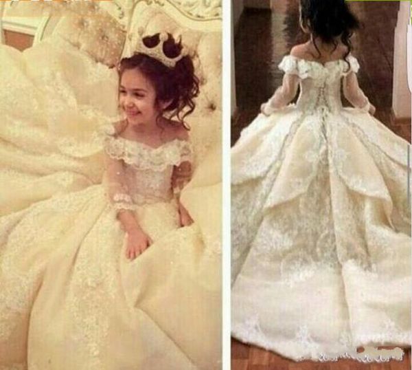 

2018 новый сладкий off-плеча шеи девушки цветка платья специальный повод для свадьбы длина пола дети театрализованное представление платья а, White;red