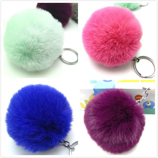 

8CM Fluffy Key Chains SoftBall Pompom Keychain Cute fake Rabbit Fur For Women Bag Cars Pom Pom Keyring Pendant Porte Clef Charm
