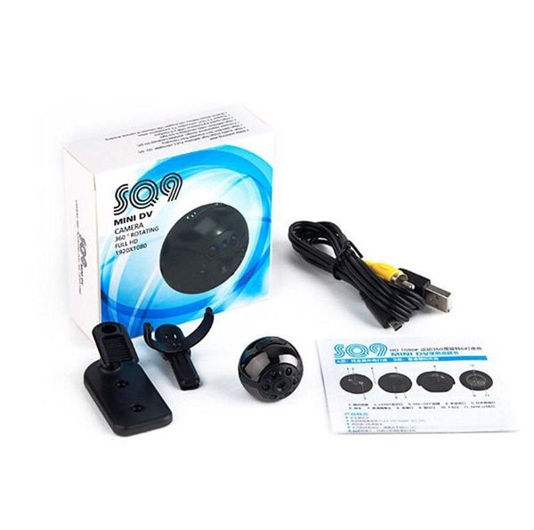 

30pcs hd 1080p 720p sq9 mini dv sport ir night vision dvr video portable camera black security mini camcorder with retail box