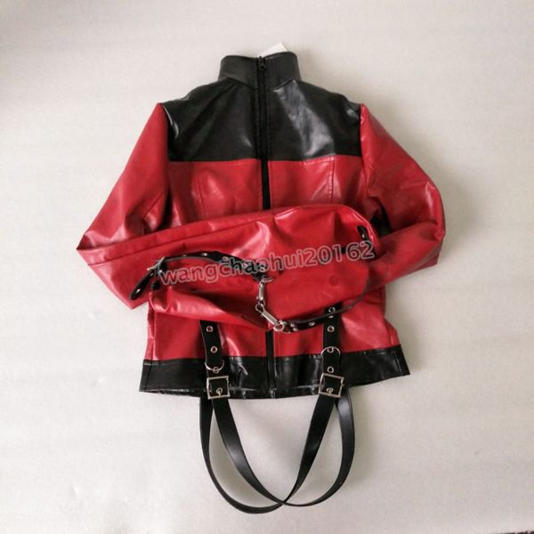 Bondage Red Asylum Straight Jacket Costume S/M L/XL Restrição do Arnês de Armamento de Armor