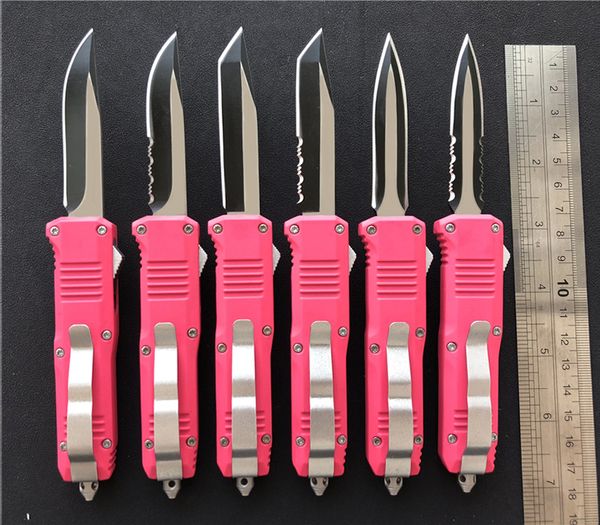 

Pink mini C07 D/A auto knives 7 inch BM HK small EDC pocket knife 440C steel two-tone Zinc aluminum Handle tactical knife