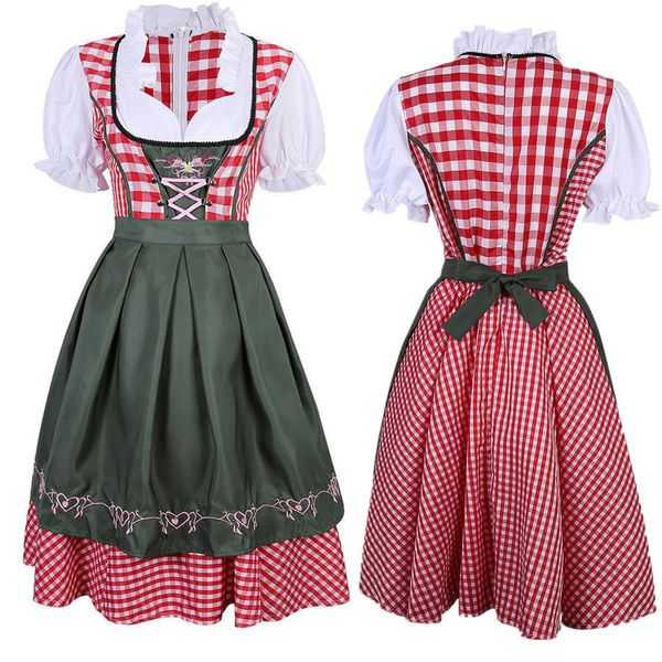 

women oktoberfest costume plus size red plaid german oktoberfest beer girl costume dirndl dress beer wench biergarten uniform sexy, Black