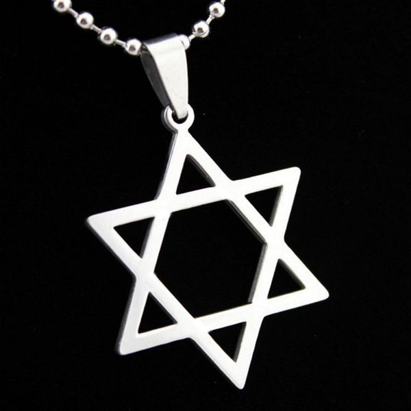 

star of david necklace stainless steel pendant chain jewish hebrew zion symbol charms stainless steel pendant & necklace men jewelry, Silver