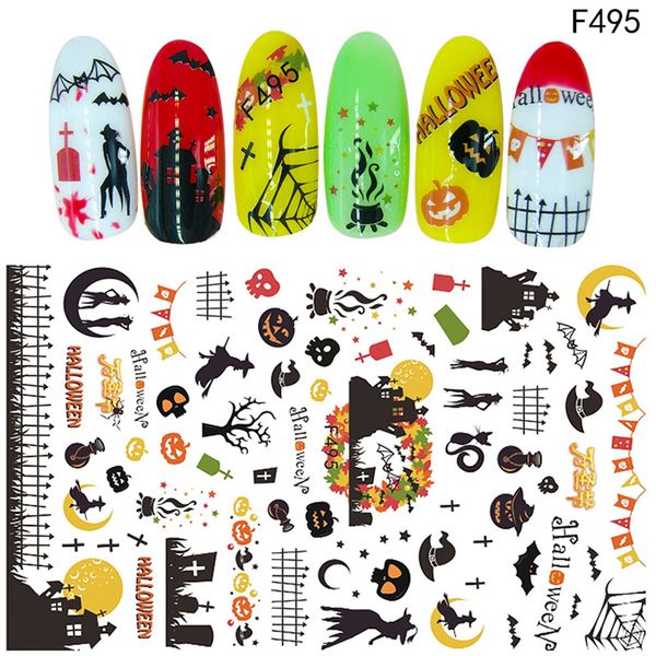 

festival patterns 3d nail sticker decals adhesive halloween stripes wave line manicure diy nail art decoration design, Black