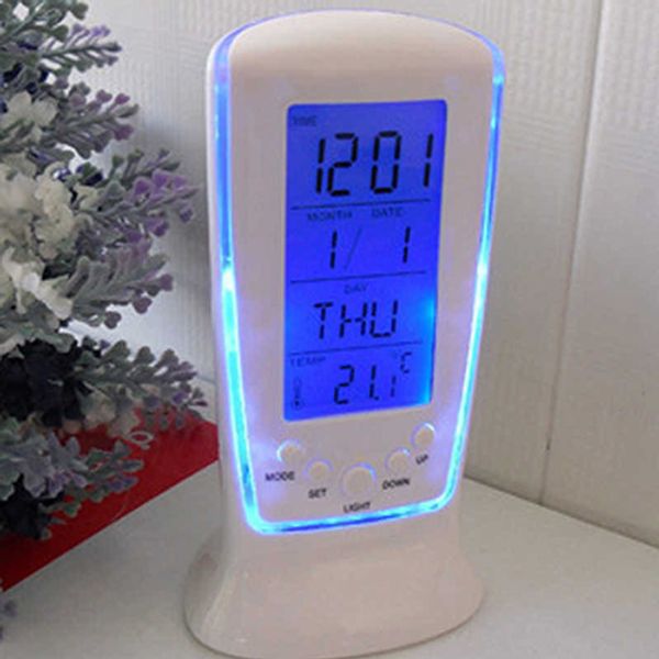 

led digital desk snooze alarm clock calendar bedside home office
