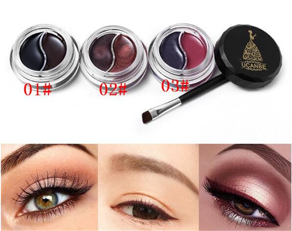 Eyeliner in gel di marca 2 colori UCANBE Palette per trucco a doppio colore Shimmer Matte Eyeliner impermeabile con pennello Spedizione gratuita DHL