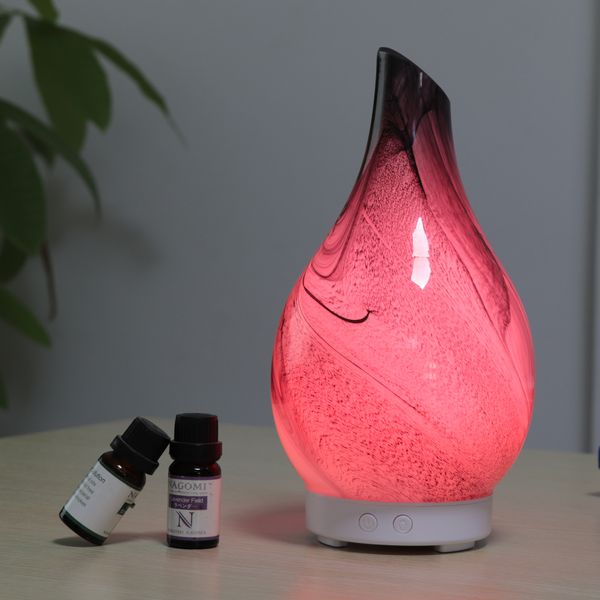

100ml Ultrasonic Aromatherapy Cool Mist Humidifier Colors Changed LED Mood Light Glass Marble Aroma Essential Oil Diffuser for Hone,Bedroom