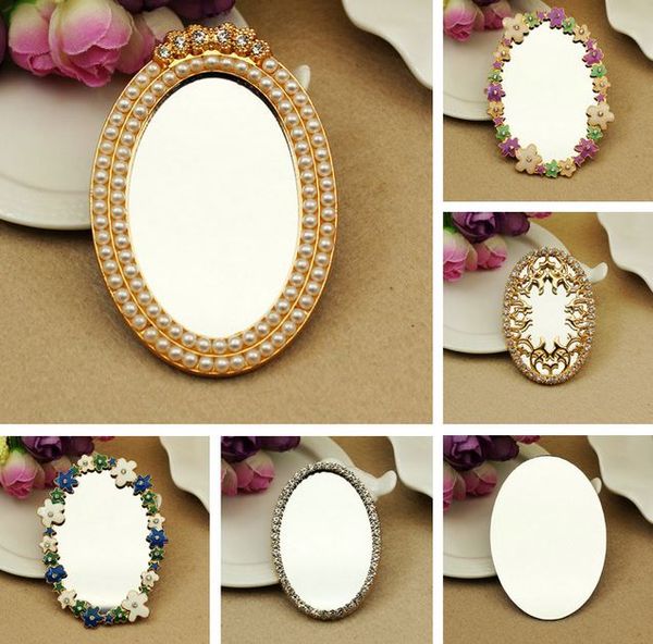 

4pcs per lot min.$15 (mixed order) alloy pearl mirror flower mirror collection charms cell phone case diy alloy decoration, Bronze;silver