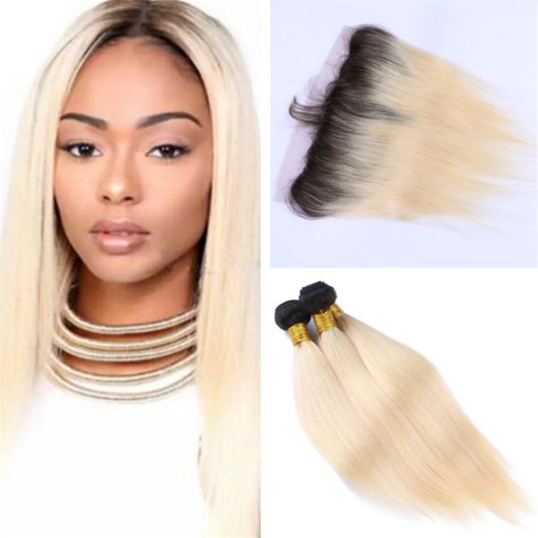 2019 Two Tone 1b 613 Ombre Lace Frontal Closure And Bundles Dark