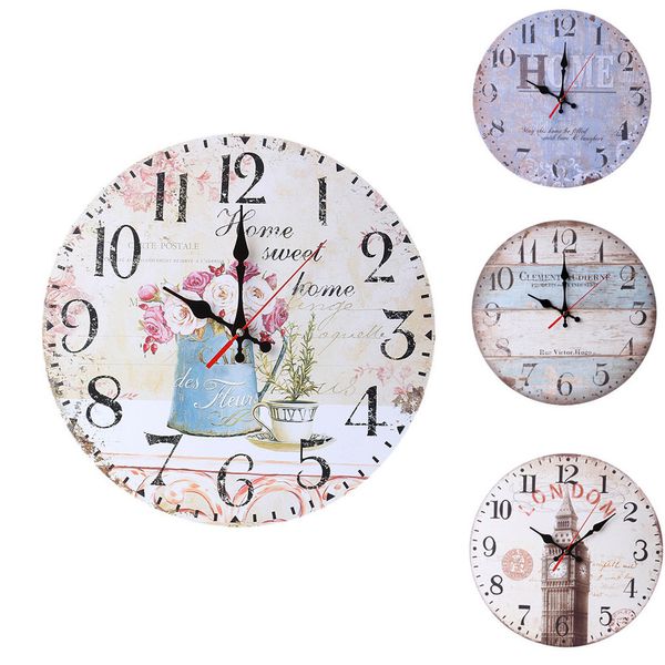 

vintage style non-ticking silent antique wood wall clock for home kitchen office modern design with 3d bz434 2018