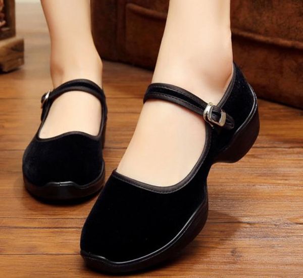 

send 2018 spring and autumn new style round head women's cloth shoes, Black