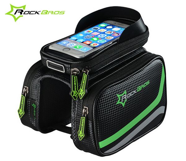 

rockbros bicycle frame bag pannier tube bag touchscreen 5.8/6.2'' smartphone touch screen