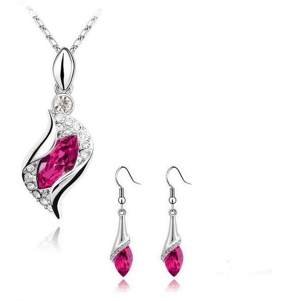 

women's austria crystal rhinestone alloy necklace earrings set crystal jewelry angel elf accessory classic swarovski elements 14 colors