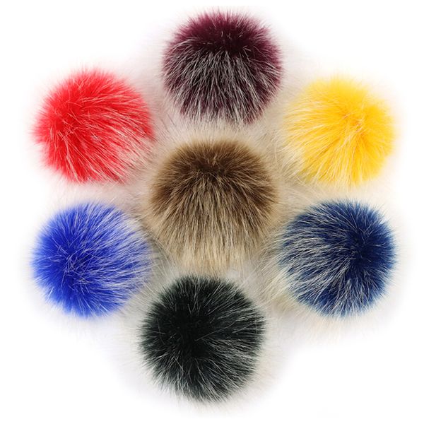 

1pcs diy 10 cm/3.94 inch faux fur pompoms ball for knitting hats accessories key chain accessories 6 colors, Silver
