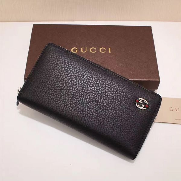 

Top Quality Luxury Celebrity design Letter Metal Buckle Zipper wallet Cards Pack Cowhide Leather Black 308796 Long Purse Clutch