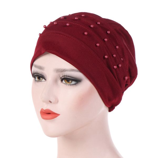 

2018 new style women's muslim hijabs hat chemo hat beanie scarf turban head wrap cap women's hats, Red