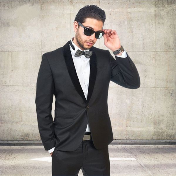 

на заказ две части черный отворотом жених смокинги жениха мужские костюмы для свадьбы лучший мужской деловой костюм (куртка+брюки, Black;gray