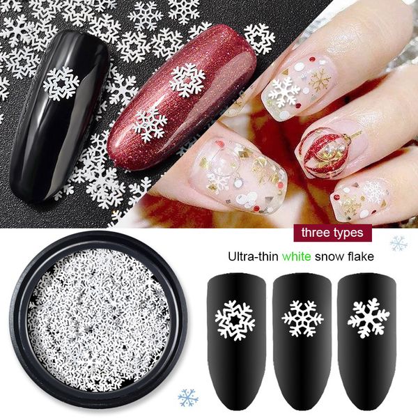 

1pcs nail art christmas snow flake metal 3d nail art stickers white ultra-thin glitter sequins gel diy decoration, Silver;gold