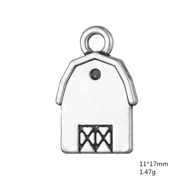 

2021 barn house new design charm silver plated lovely jewelry for bracelet necklace making, Bronze;silver