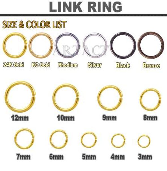 

mix sizes open jump ring 3mm 4mm 5mm 6mm 8mm link loop silver gold rhodium black bronze color for diy jewelry findings connector