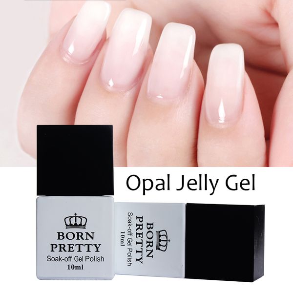 

1 bottle 10ml born pretty opal jelly gel pink jelly gel base coat no wipe coat white soak off nail uv polish varnish, Red;pink