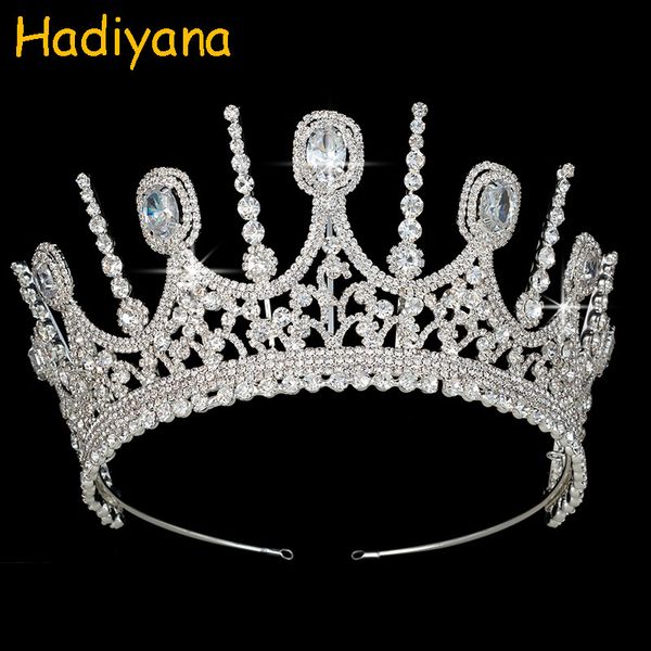 

hadiyana bridal tiaras wedding crowns copper handmade wedding crown for women lady hair accessories box pack bc3778, Golden;white
