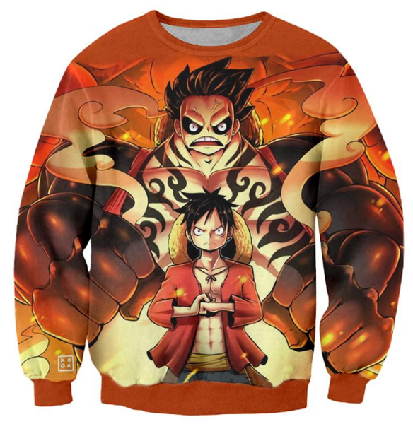 

новая мода женщины / мужчины луффи one piece harauku стиль смешные 3d печатных crewneck кофты толстовки k130, Black