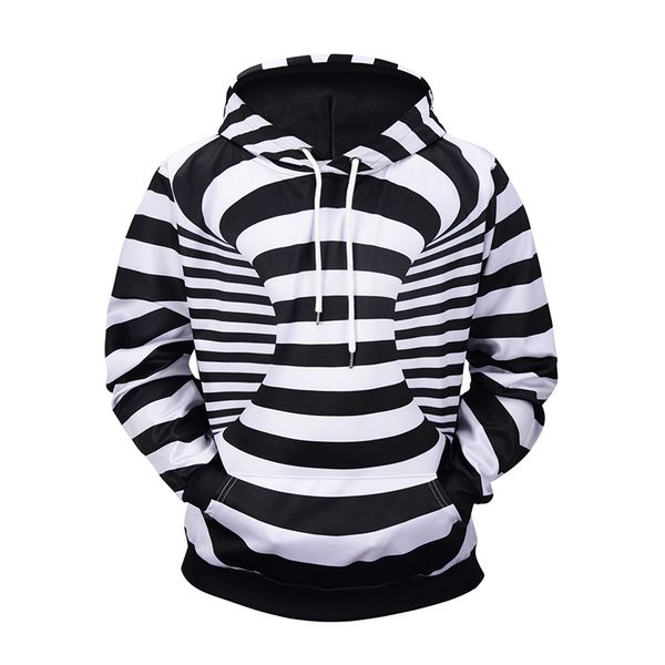 

autumn winter 3d print sweatshirts hoodies men/women hip hop 3d sweatshirts with packet print black and white stripes