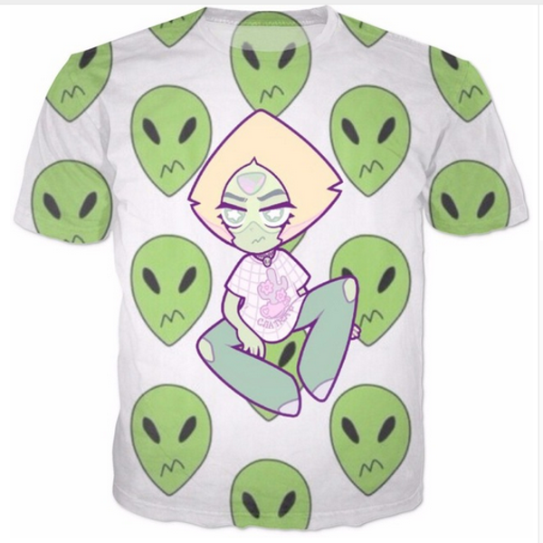 

fashion mens/womans peridot alien pattern summer style funny 3d print casual t-shirt plus size zgx054, White;black