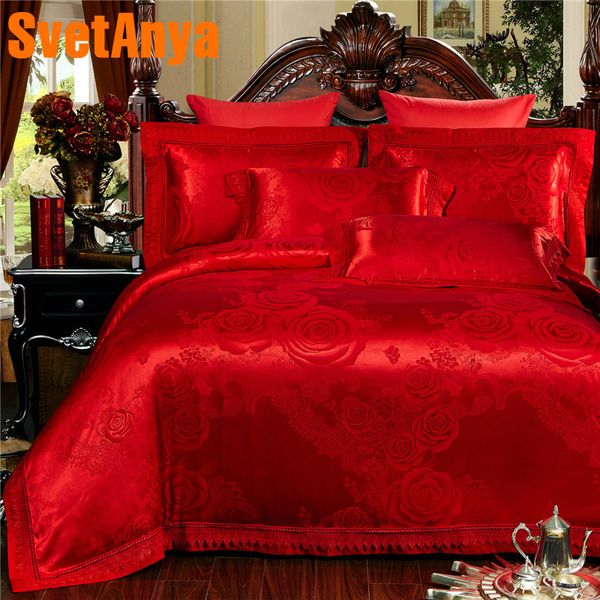 Svetanya Wedding Bedding Sets Queen King Size Hollow Jacquard Lace