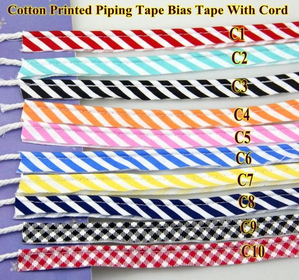 

grid stripe cotton bias cord tape flange piping trim binding covered insertion tap sewing textile tape 12mm,1/2" 20 meter, Black;white