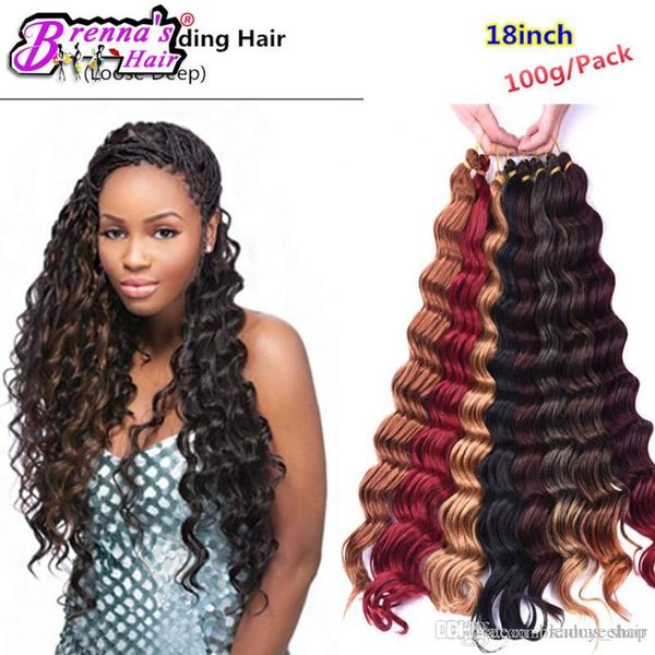Dark Brown Synthetic Ombre Braiding Hair Extensions Deep Wave