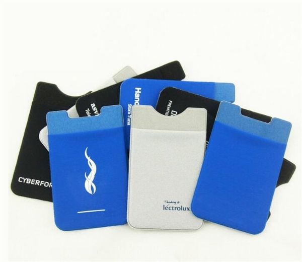 

2 color custom microfiber lycra logo print phone bagpack/phone wallet/smart phone card case with 3m glue