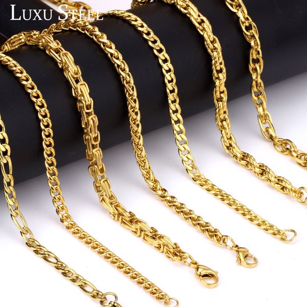 

whole saleluxusteel gold colour chain necklace for men women 316l stainless steel 5mm diy long snake men chain wholesale, Silver