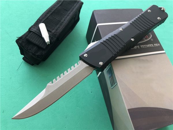 

Custom combat dual action Auto Intercepter knife D2 Stonewash Clip point CNC Anodized aluminum handle EDC Tactical knives W/ TOOL