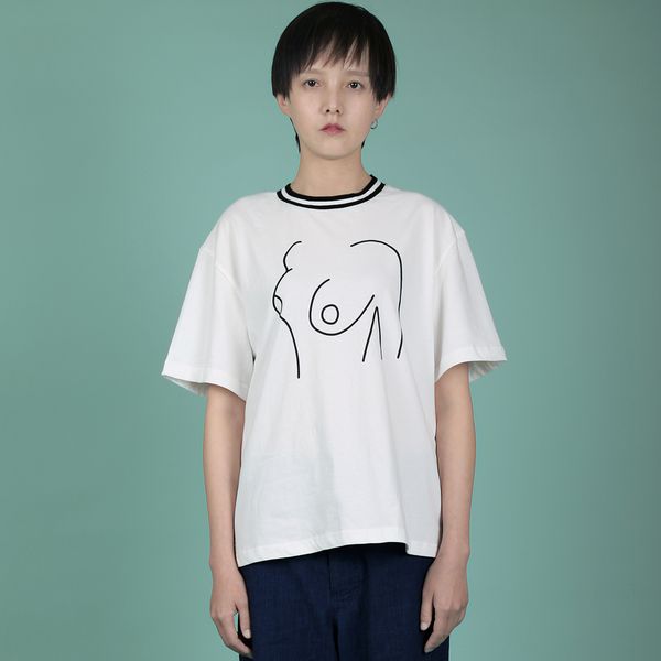 

2018 yizistore casual normcore cotton short sleeves couple t-shirts with printing in 4styles (fun kik, White
