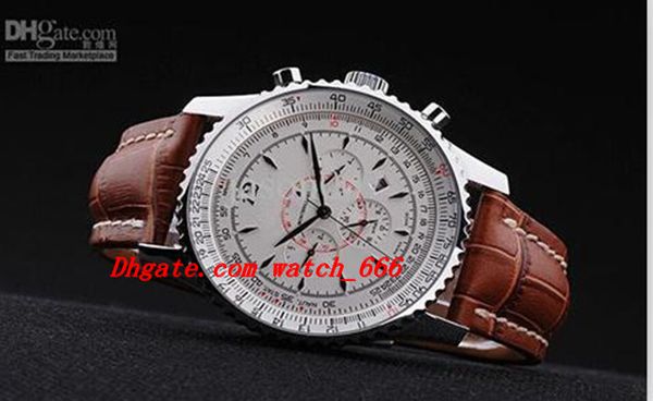

luxury watches silver quartz movement navitimer dive watches mens brown leather band white dial men watches ing
